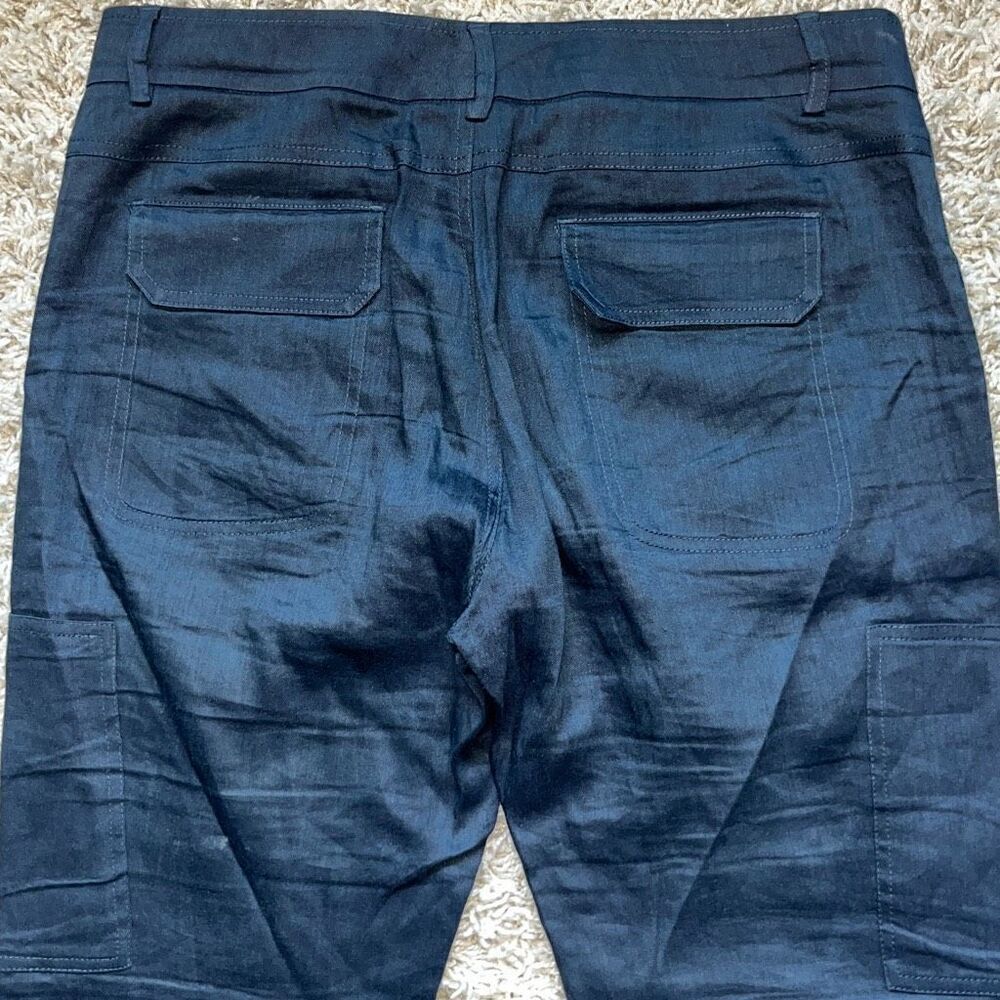 Vince Linen Blend Cargo Pocket Ankle Pants Women's Size 8 Navy Blue - Picture 7 of 15